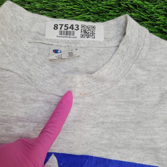 Vintage 90s Champion NYSP Shirt L/XL 22x28 Gray Spellout USA - Picture 4 of 12